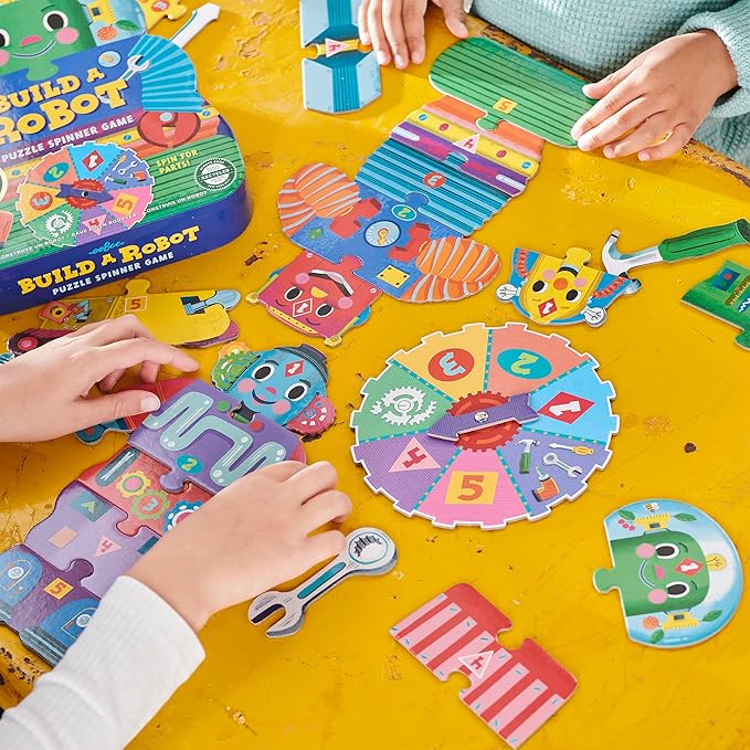 eeBoo: Build a Robot Spinner Game, Combines Simple Numbers with Fun, 2 to 4 Players, 15-30 Minute Play Time, Encourages Imaginative Play, for Ages 3 and up