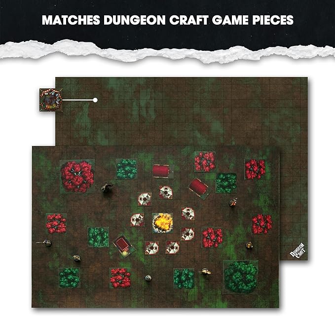 DUNGEON CRAFT Battle Map for DND & RPG – Double-Sided Gloss Laminated 24"x33" Mat with 1" Grid – Wet/Dry Erase Tabletop Terrain – Turned Earth Pack