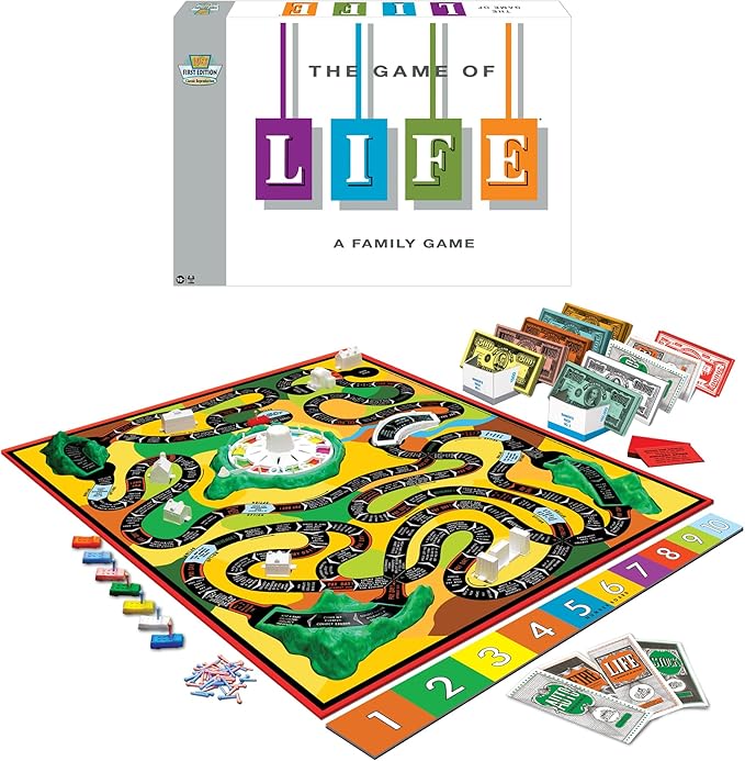 The Game Of Life With 1960 Artwork & Gameplay, Winning Moves Games USA, Classic Game: Original 1960's Version, Spinner, Mountains, Insurance, Career Options, Marriage, etc. 2-6 Players Age 10+