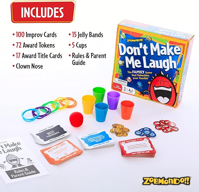 Zobmondo!! Don't Make Me Laugh! The Silly Reinvented Charades Party Game | Hilarious for Families and Kids | Multi-Award Winner