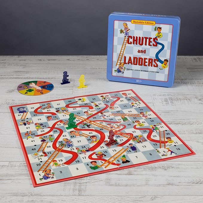 WS Game Company Chutes and Ladders Nostalgia Edition Board Game in Collectible Tin