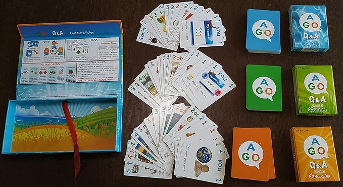 QnA ESL Card Game for Learning English. 3 Level Box Set. Practice English Conversation Through Play!