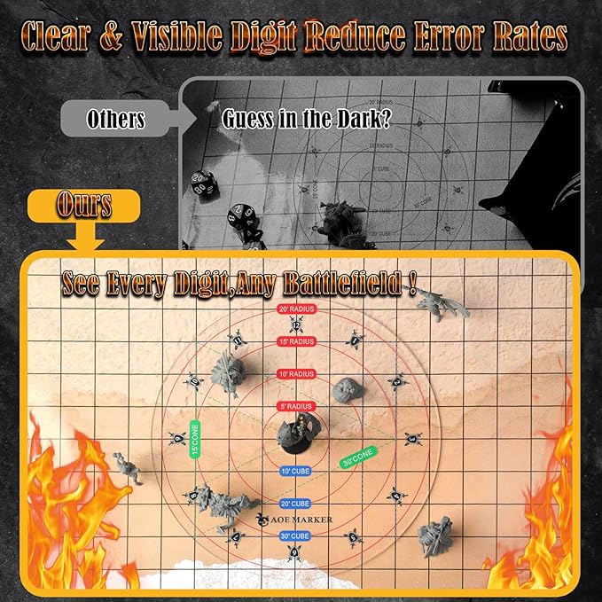 D&D 5e Damage Template with 1" Center Hole - 30' Cube/Cone Acrylic AOE Measurer, RPG Alignment Tool for Precise Spell Casting, Tabletop Gaming Accessories & DM Gifts, Tools for Dungeons and Dragons