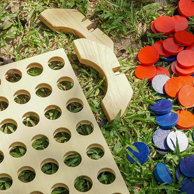 BSIRI Wooden Connect a Row in 4 - Board Games Kids Outdoor Toys Home Decor Rustic Yard Games Family Games for Kids and Adults Giant Jumbo Birthday Gifts for Men