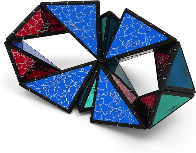 TOSY Magnet Pyramid Stone - 1 Cube Transforms into 1 Billion Shapes, 14 pcs (12 Puzzle pcs and 2 Accessories), 243 Rare Earth Magnets, Holographic Design Magnet Tiles Creative Puzzle STEM/STEAM Toy