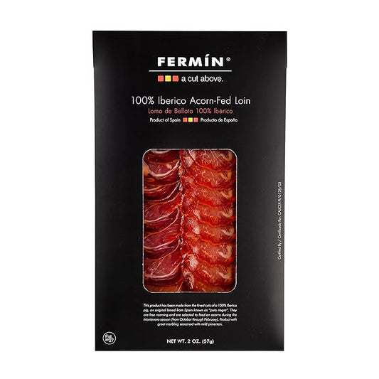 Fermin Sliced Iberico de Bellota Pork Loin – 2 oz | 100% Acorn-Fed | Authentic Spanish Lomo
