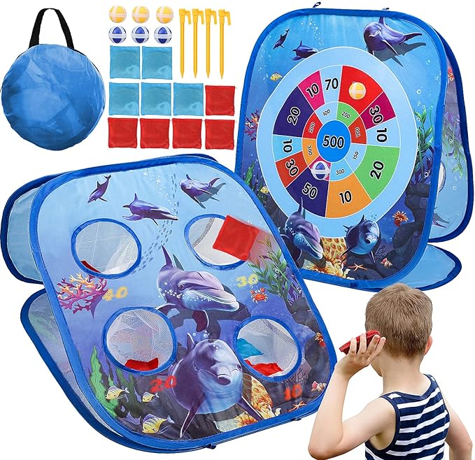 TOY Life Bean Bags Toss Carnival Game, Cornhole, Outdoor Toys for Kids Ages 4-8, Backyard Game Sports & Outdoor Play, Outside Toys for Ages 5-7, Family Lawn Yard Games Birthday Party, Gift for Boys