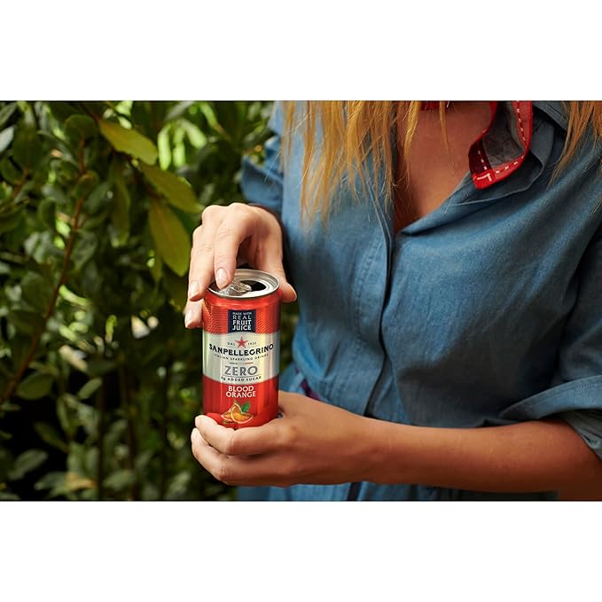 Sanpellegrino Zero Grams Added Sugar Sparkling Orange And Blood Orange Beverage, Italian Sparkling Drink, 24 Pack Of 11.15 Fl Oz Cans, San Pellegrino Italian Sparkling Drinks, Low Calorie Sparkling Fruit Beverages