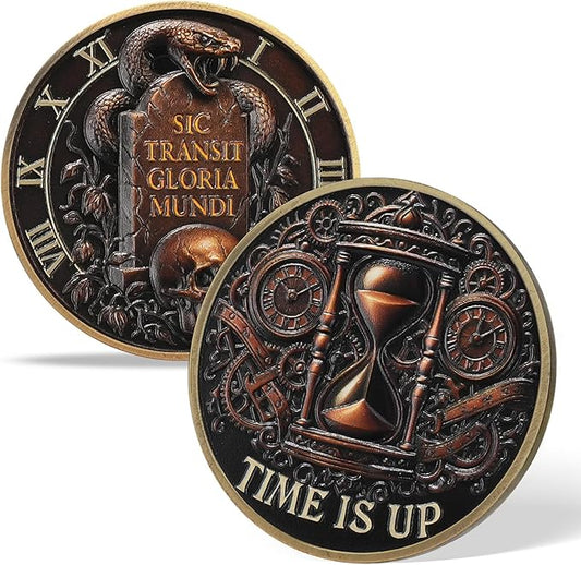 Memento Mori Coin Momento Mori Coin Skull Coin Stoic Gifts Memento Mori Calendar Living Memento Mori Amor Fati Coin (Gravestone Skull Snake)