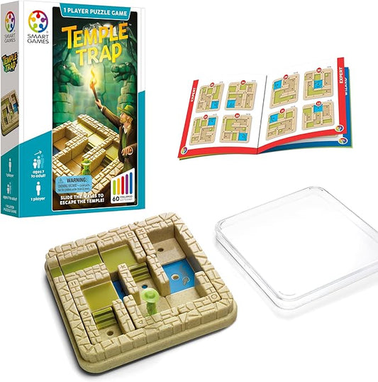 SmartGames Temple Trap Cognitive Skill-Building Travel Game with Portable Case Featuring 60 Challenges for Ages 7 - Adult