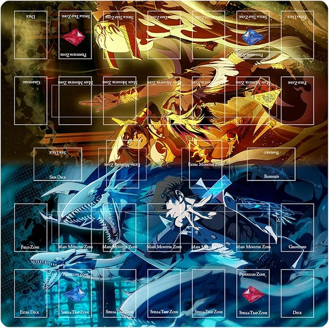 Card Rubber Mat - 2 Player, Square playmat for Gamer 60x60cm/23.6x23.6inch