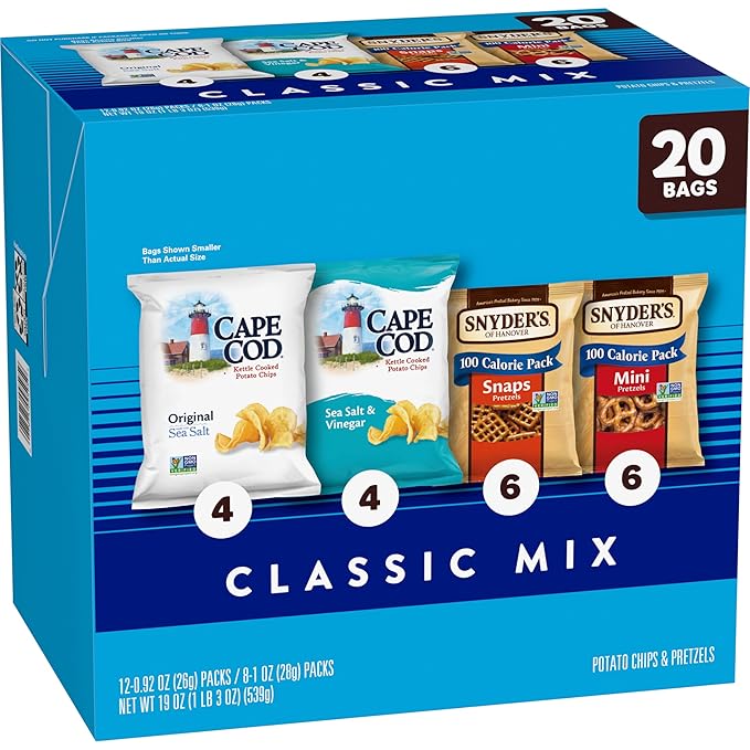 Snyder's of Hanover and Cape Cod Classic Mix Variety Pack, 20 Count Snack Bags