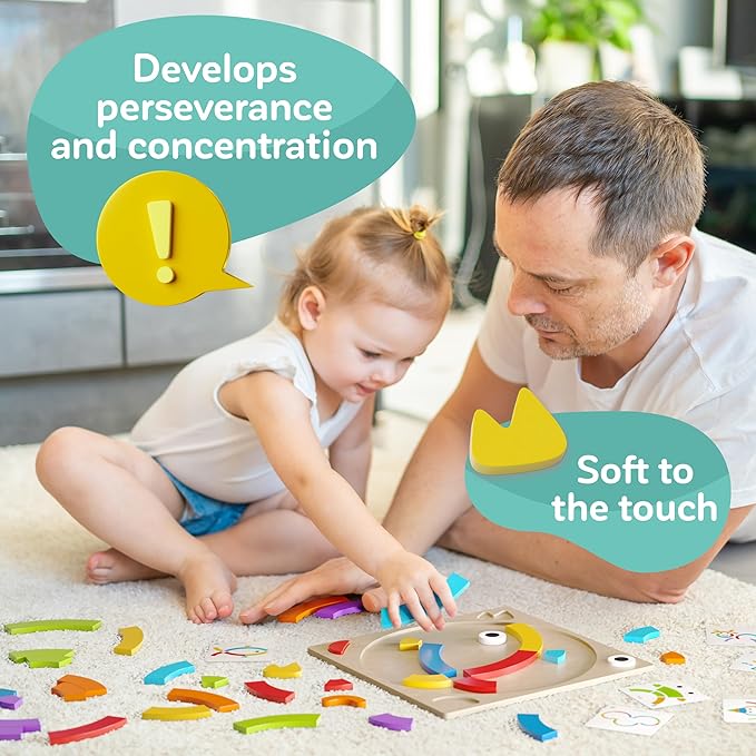 Toddler learning wooden Montessori toys – pattern blocks and boards tangrams for kids educational preschool activities color sorting games fine motor skills baby girls and boys for 3 4 5 years old