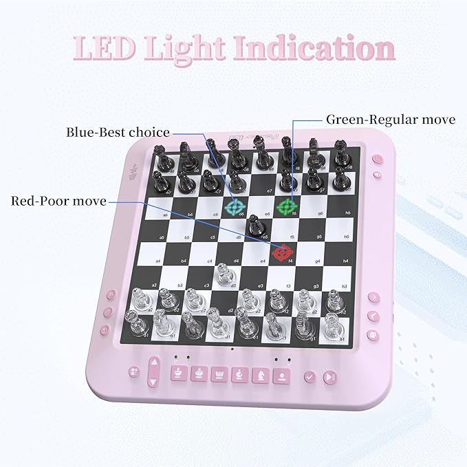 Electronic Chess Set, Board Game, Computer Chess Game, Chess Set Board Game, Electronic Chess Set Game, Chess Sets Games Lovers, for Beginners Great Partner (Pink)