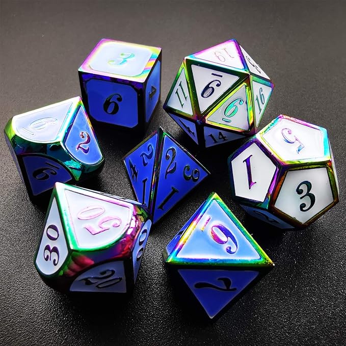 HAOMEJA Color Changing Temperature Metal DND dice kit, D&D dice Set Role Playing Dice Dungeons and Dragons Blue Transition White