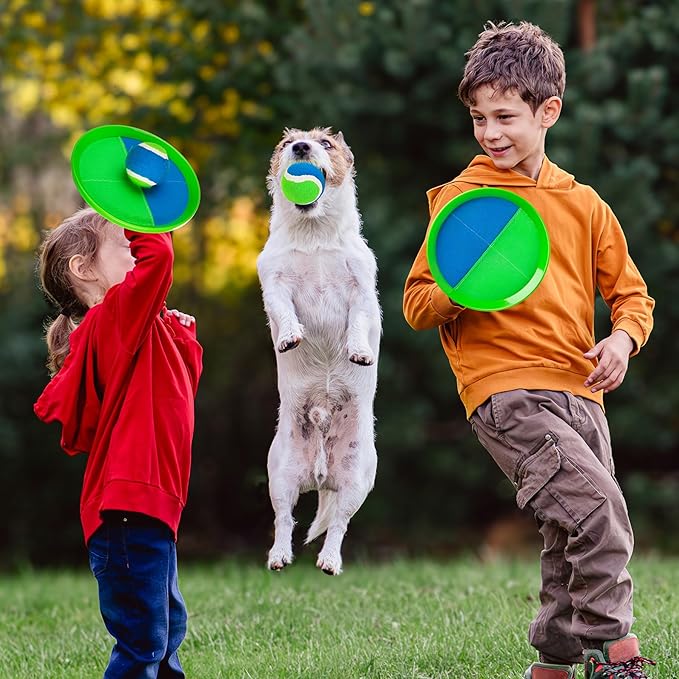 EVERICH Toss and Catch Ball Game Set & Paddle Ball Set, 4 Paddles 4 Balls 4 Birdies for Kids Teens Adults, Outdoor Indoor Beach Yard Lawn Toy Games for Family Fun, All-Season Play Birthday Easter Gift