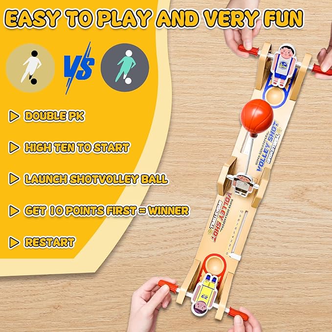 VolleyShot Tabletop Game, 2 Player Tabletop Board Games Toys, A Two-Player Game Perfect for Parties and Family Gatherings, Toys for Ages 6-18+ (Beige)