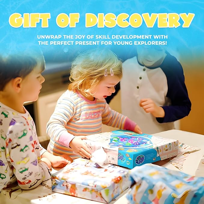 IPIDIPI TOYS Fishing Game for Kids, Light Up Magnetic for Toddlers - Rotating Fish Board with Music and LED, Fine Motor Skill Activity for Boys and Girls - 45 Fish, 8 Poles