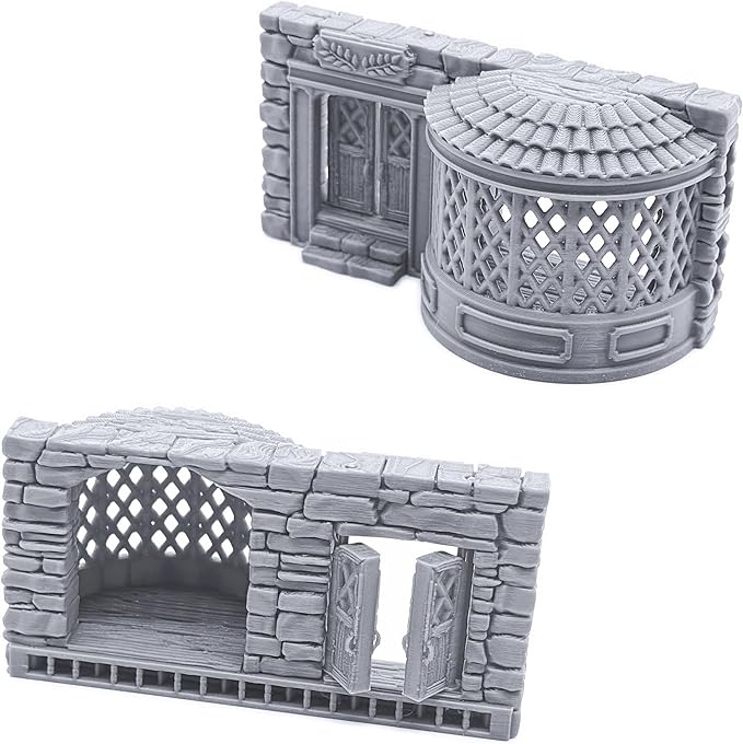 Terrace Shopfronts by Printable Scenery, 3D Printed Tabletop RPG Scenery and Wargame Terrain 28mm Miniatures