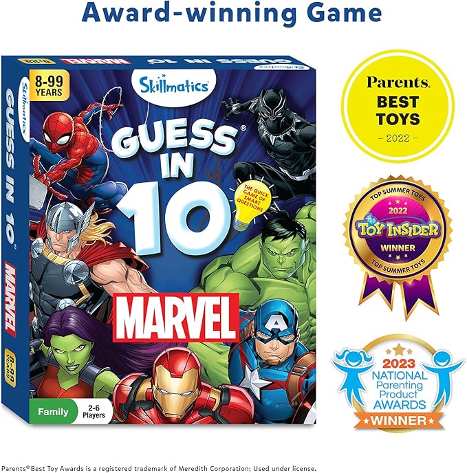 Skillmatics Guess in 10 Marvel, Perfect for Boys, Girls, Kids, Teens, Adults Who Love Card Games, Board Games, Toys, Avengers, Spiderman, Iron Man, Gifts for Ages 8, 9, 10 and Up