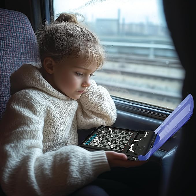 LEXiBOOK, Electronic Travel Chess Set, 32 Pieces, 64 Difficulty Levels, 1 to 2 Players, Strategy Game, Family Board Game, LCG500