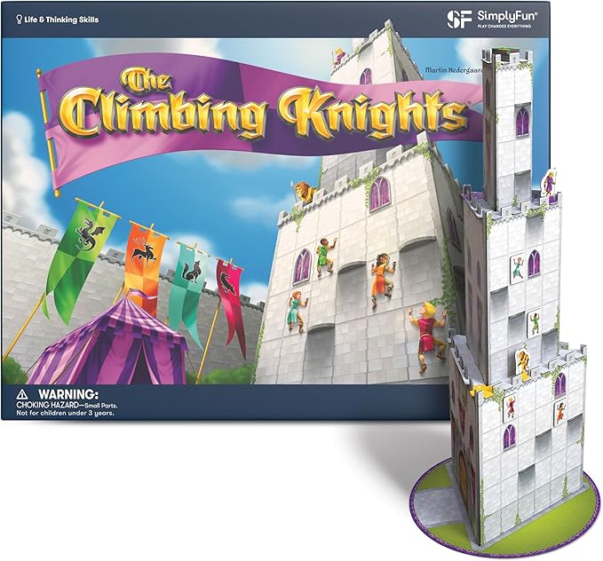 SimplyFun The Climbing Knights - Exciting Castle Climbing Strategy Board Game - Fine Motor Skills - Educational Fun with Magnetic Knights, Guard Pawns, & Premium Components - 2-4 Players, Ages 8 & Up