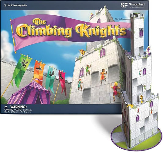 SimplyFun The Climbing Knights - Exciting Castle Climbing Strategy Board Game - Fine Motor Skills - Educational Fun with Magnetic Knights, Guard Pawns, & Premium Components - 2-4 Players, Ages 8 & Up