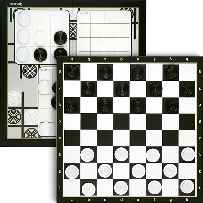 Checkers Board Game with 30 Checkers Pieces - Classic Board Game for Kids and Adults