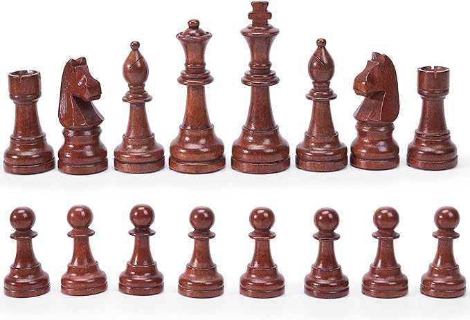Vamslove Wooden Chess Pieces Large 4.5'' King Set of 32 Luxury Staunton Wood Chessmen for Chess Game Board (Chess Pieces Only), Velvet Storage Bags Included