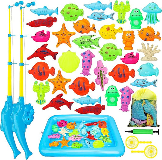 TOY Life 2-Player Magnetic Fishing Game for Kids 3-5 with Toddler Fishing Poles,Bath Toys for Kids Ages 4-8,Magnetic Poles Game are Designed for Little Hands