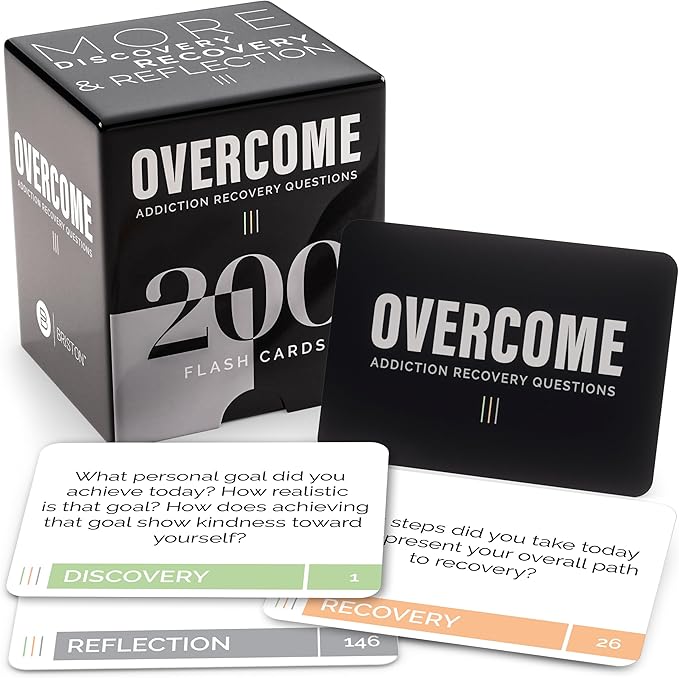 Overcome Complete – Addiction Recovery Questions Group Therapy Game 200 Cards – Counseling Conversations Icebreaker for Substance Abuse, Positive Mental Health, Sobriety, Relapse & Suicide Prevention
