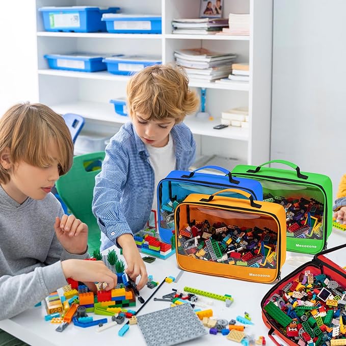 4 PCS Toys Storage Bag, Classic Bricks Building Set Storage Bag, Travel Case for Building Toys, Puzzles, Small Size