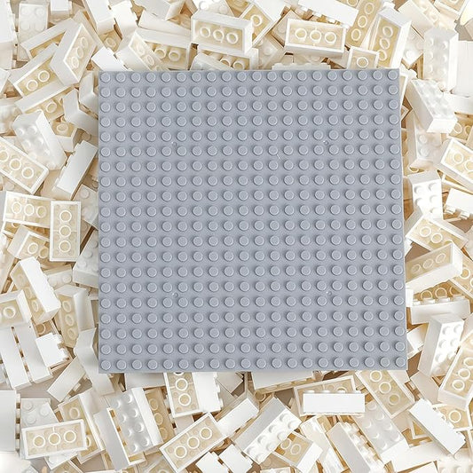 500 Piece Classic Building Bricks and 1 Gray Baseplate, 2x4 Bricks Bulk Creative Building Toys, Blocks Bulk for Kids Ages 6+, White
