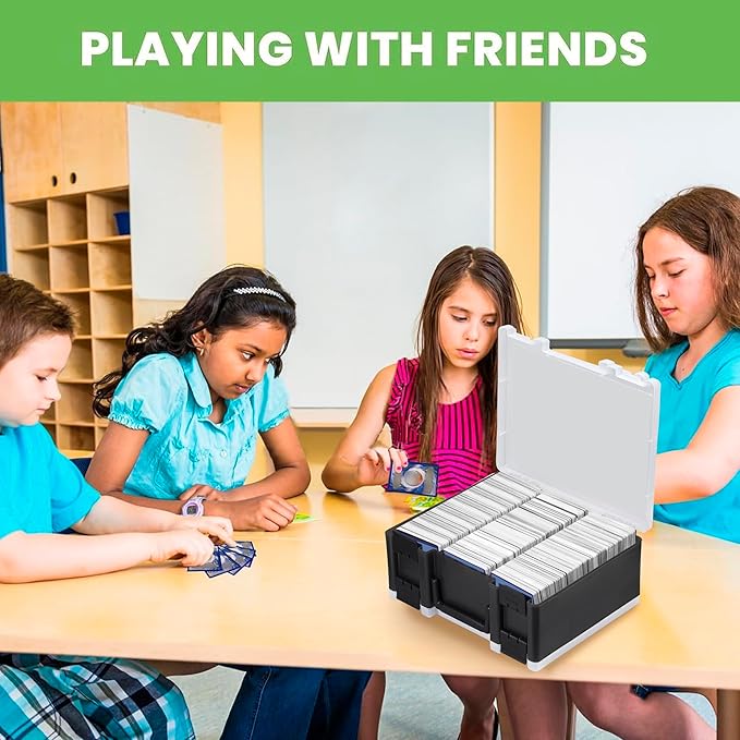 Brappo Trading Card Storage Box for 3200+ Double Sided Card Deck Case, compatible MTG and TCG and Sport Cards etc game cards.(Excluding cards) (Black)