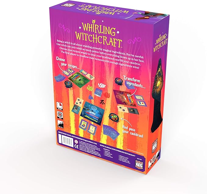AEG Whirling Witchcraft | Use Recipes, Generate Magical Ingredients & Overflow Opponent's Cauldron | Halloween Board Game | 2-5 Players | Ages 10+