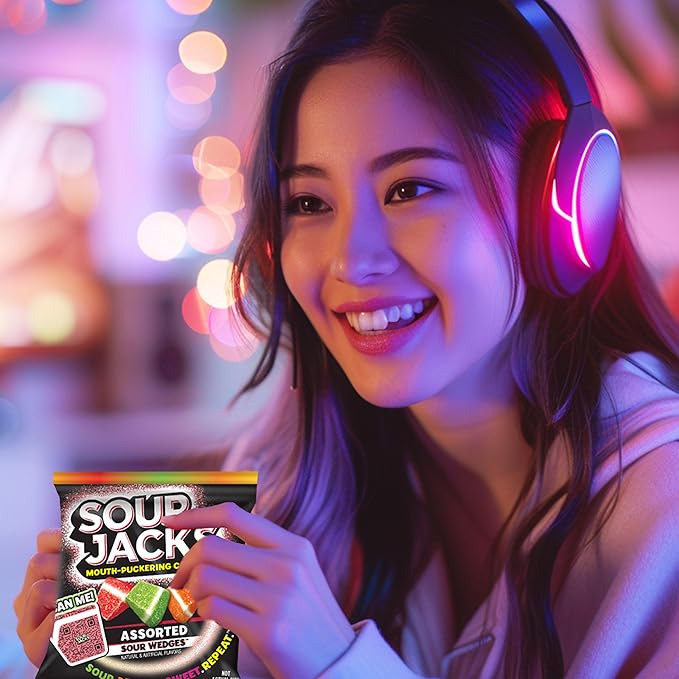 SOUR JACKS, Sour Gummy Wedges, Watermelon Flavored Candy, 5oz Bag (12 Pack)