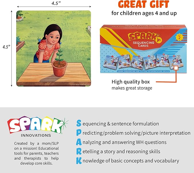 SPARK INNOVATIONS Sequencing Cards, Speech Therapy, Autism Therapy, SEL, Problem Solving, Social Skills, Picture Cards, ESL, English Language Learners (Set 2)