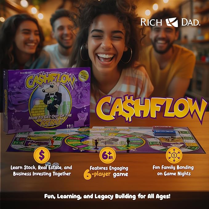 Rich Dad CASHFLOW Board Game, Educational Business & Finance Literacy Game, Ages 14 & Up - Financial Learning Games for Kids, Teens, Adults and Family