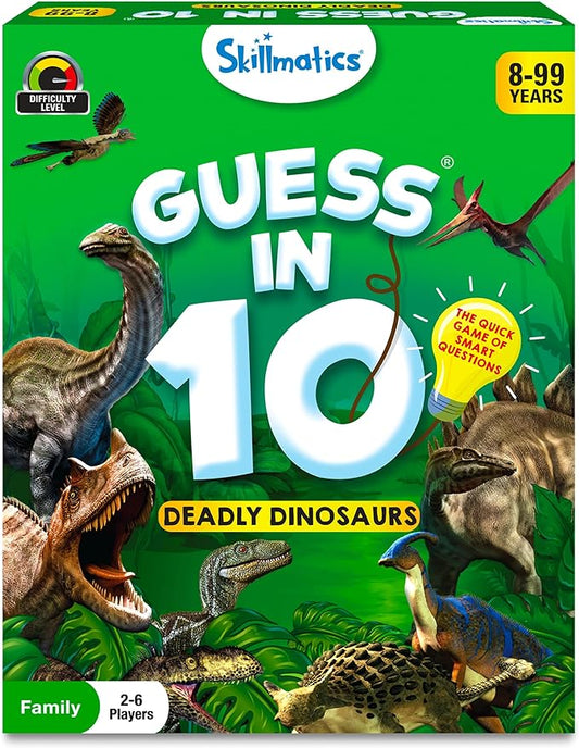 Skillmatics Guess in 10 Dinosaurs, Perfect for Boys, Girls, Kids, and Families Who Love Card Games, Toys, Travel Games, Gifts for Ages 8, 9, 10 & Up