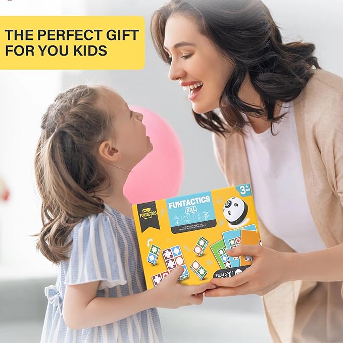 XXL Funtactics Wooden Matching Game Puzzle 3.0 Games, Pattern Block Match Puzzles Building Cubes with Bell for Kids and Adults Toys Board Games for Family Holidays Night 5 Players