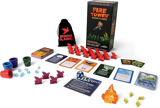 Fire Tower Rising Flames Board Game Expansion: Deluxe Expansion with 2 Mini Expansions - A Fast Strategy Game of Competitive Firefighting (Base Game Required)