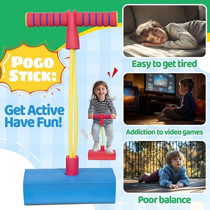 50PCS 6-in-1 Carnival Outdoor Game Combo for Kids, Foam Pogo Jumper, Giant Tic Tac Toe, Soft Plastic Cones Bean Bags Ring Toss Game, Perfect for Birthday Parties, Family Reunions, Field Days Yard Play