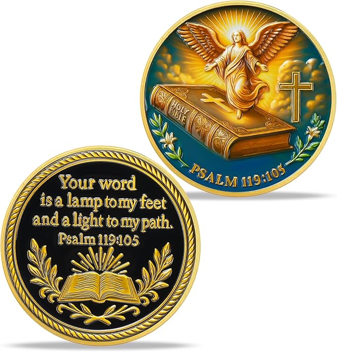 Bible Angel Religious Coin – Inspirational Bible Verse Medallion for Faith-Based Gifts, Spiritual Encouragement for Men & Women