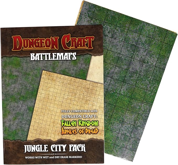 DUNGEON CRAFT Jungle City Pack – Waterproof Glossy 33x24 in Map for DND & RPG – Compatible with Fallen Kingdom and Jungles of Dread