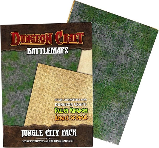 DUNGEON CRAFT Jungle City Pack – Waterproof Glossy 33x24 in Map for DND & RPG – Compatible with Fallen Kingdom and Jungles of Dread