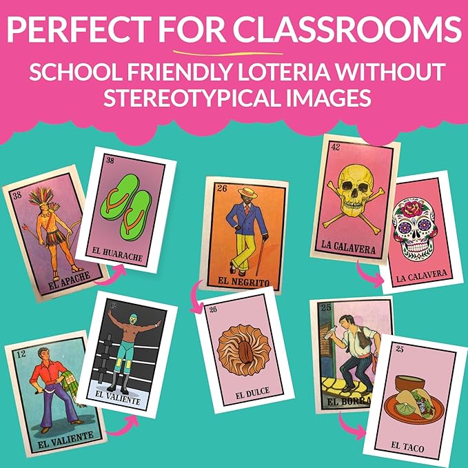 Waterproof 20 Player Loteria | 12 inch by 8 inch Boards | Shuffleable Card Deck | No Stereotypical Characters | Extendable Up To 100 | Perfect for Schools, Cinco de Mayo, Mexican Parties (Boards 1-20)