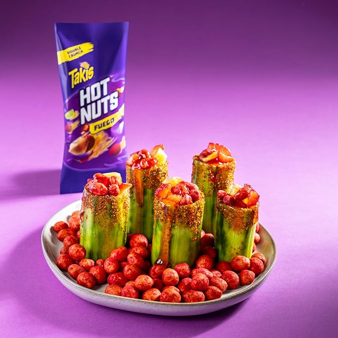 Takis Fuego Hot Nuts 12 pc / 3.2 oz Snack Size Box, Hot Chili Pepper & Lime Flavored Extreme Spicy Double-Crunch Peanuts