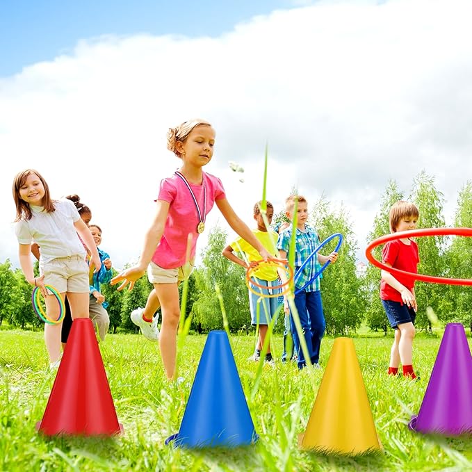 Hungdao 61 Pcs Toss Game Toys Set Bean Bag Carnival Games Ring Toss Game Dart Board Corn Hole Games with Sticky Balls Rings Medal Party Toys for Boys Girls Gifts Outdoor Indoor