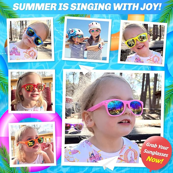 GINMIC Kids sunglasses bulk, Kids Sunglasses Party Favor, 36Pack Neon Sunglasses with UV400 Protection for Kids, Boys and Girls Age 3-8, Goody Bag Favors, Great Gift for Pool, Birthday Party Supplies…