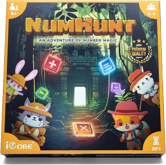 iCore Math Games for Kids 8-12, Board Game, 2-4 Players, Ages 6+